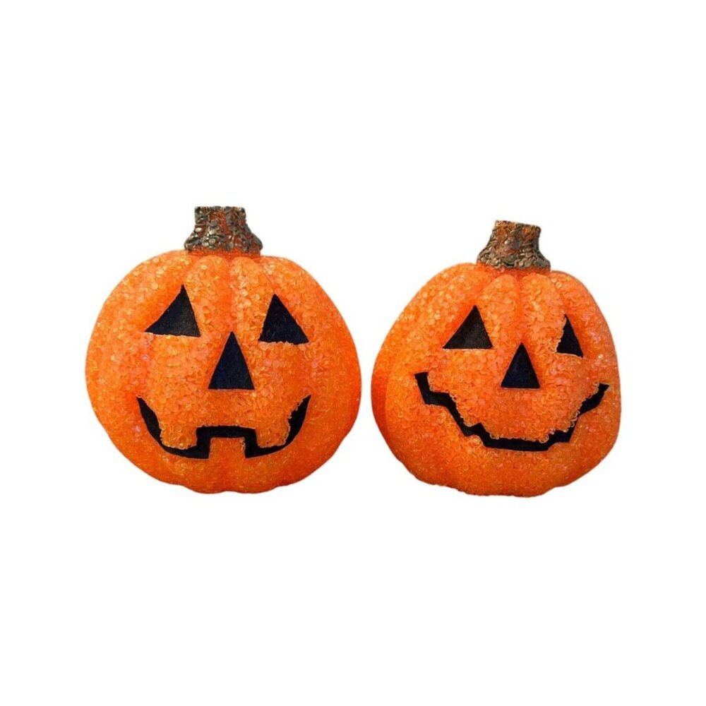 Vintage Seasons Melted Plastic Popcorn Pumpkin Halloween 7” Not Working Lot Of 2